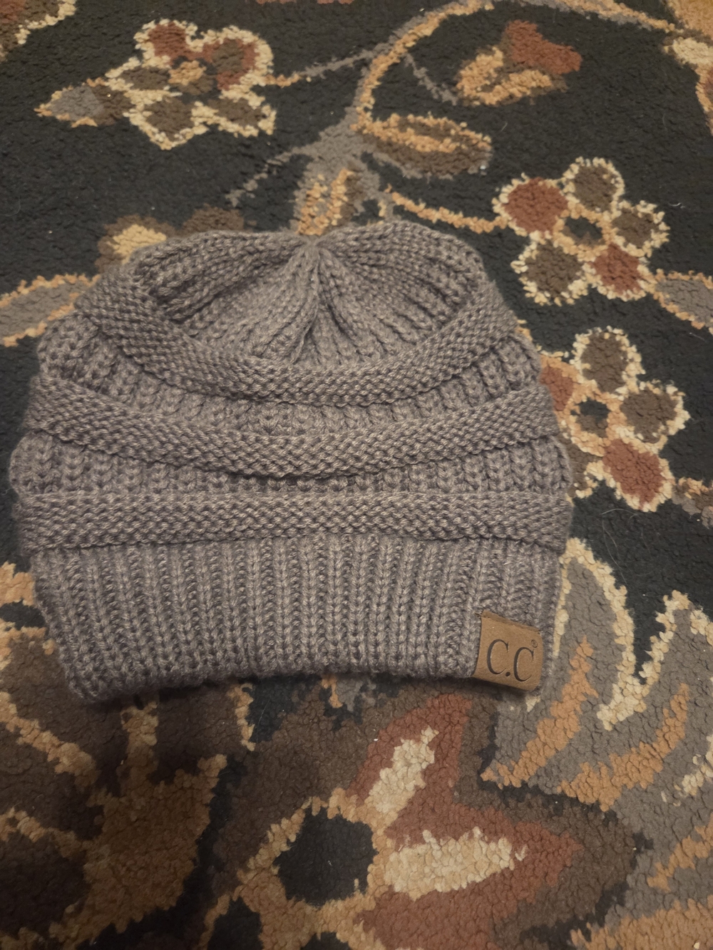 C.C Cable Knit Beanie in Gray